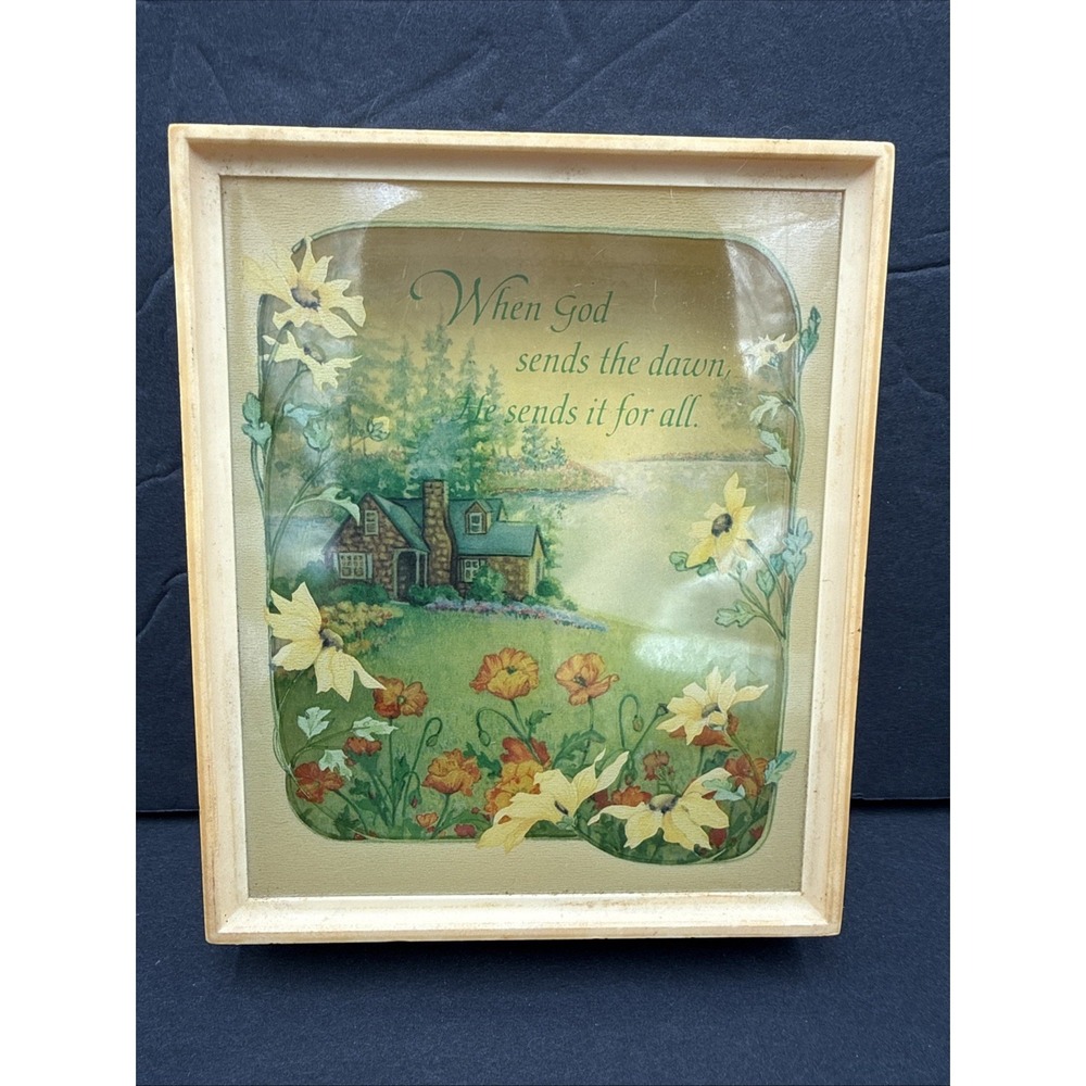 Vintage‎ Inspirational Quote Hallmark Scene Setters Shadow Box, Cottage, Flowers